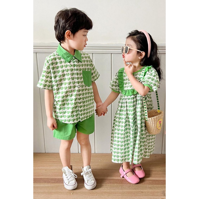Áo Sơ Mi In Họa Tiết Toàn Bộ Thời Trang Mùa Hè Cho Chị Em Gái