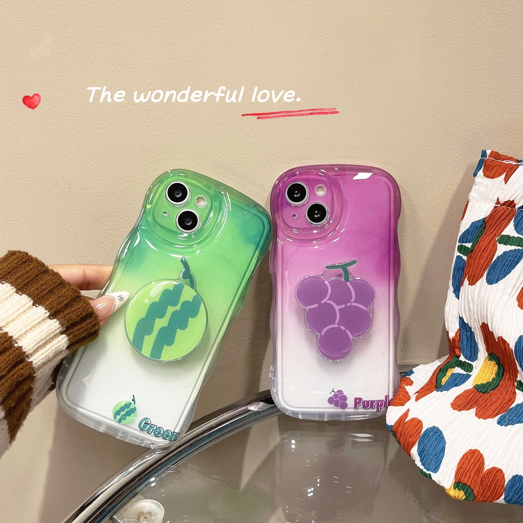 Ốp Điện Thoại TPU Trong Suốt Chống Sốc Có Giá Đỡ Hình Trái Cây Cho IPhone 14 13 12 11 Pro Max