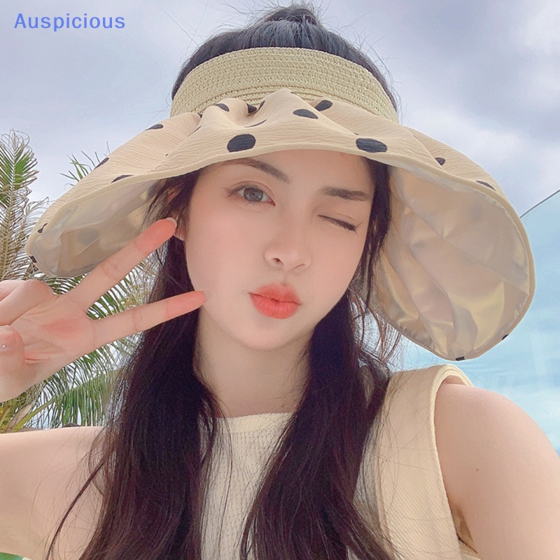 Mũ Vành Rộng Chống Nắng / Tia UV Họa Tiết Chấm Bi Mềm Mại Có Thể Gập Lại Dành Cho Nữ