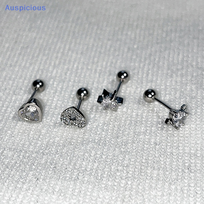 1 Khuyên Tai Hình Trái Tim Đôi Cánh Bằng Thép Không Gỉ Đính Đá Zircon Màu Hồng Dễ Thương Dành Cho Bạn Nữ