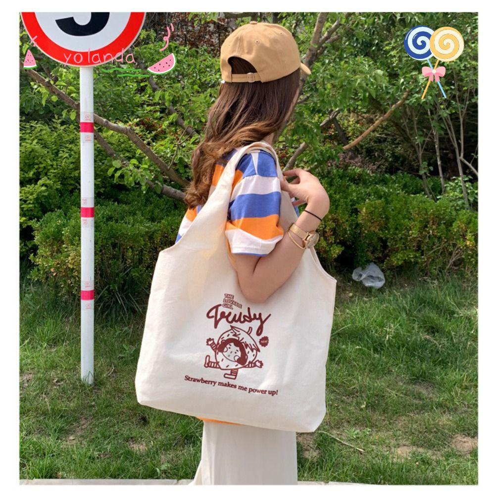 Túi Đeo Vai Bằng Vải Canvas Thiết Kế Hình Hoạt Hình Dễ Thương