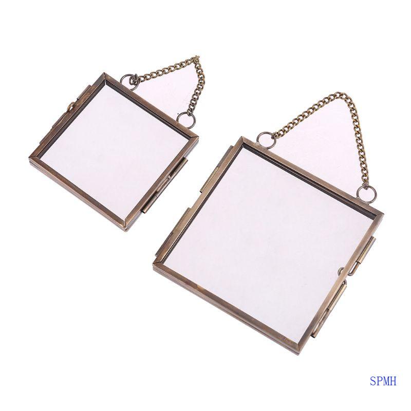 Khung Ảnh Kim Loại Mặt Kính Treo Cây Hoa Trang Trí Nhà Cửa DIY