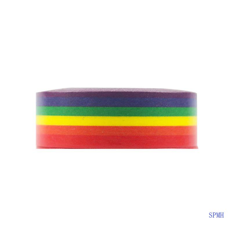 Băng Keo Washi Siêu Dính Màu Cầu Vồng Dùng Trang Trí Sổ Tay