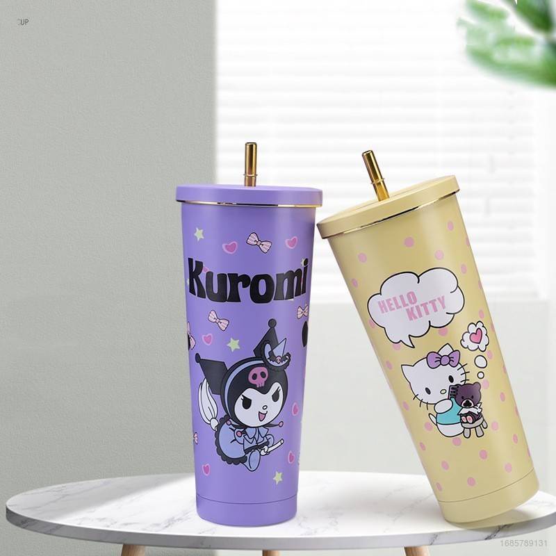 Cốc Giữ Nhiệt Bằng Thép Không Gỉ 304 Dung Tích Lớn Hình Hello Kitty NS3 Sanrio Kuromi Melody