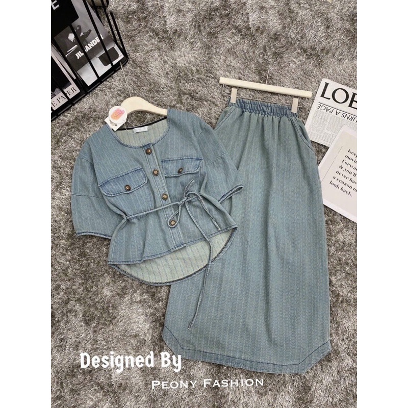 Set áo bò chân váy dài