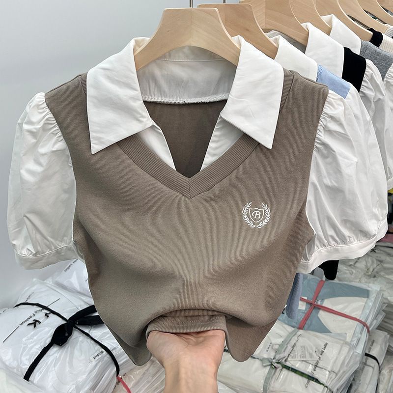 Áo Sơ Mi Ngắn Tay Có Cổ Thời Trang Mùa Hè Giản Dị Dành Cho Nữ