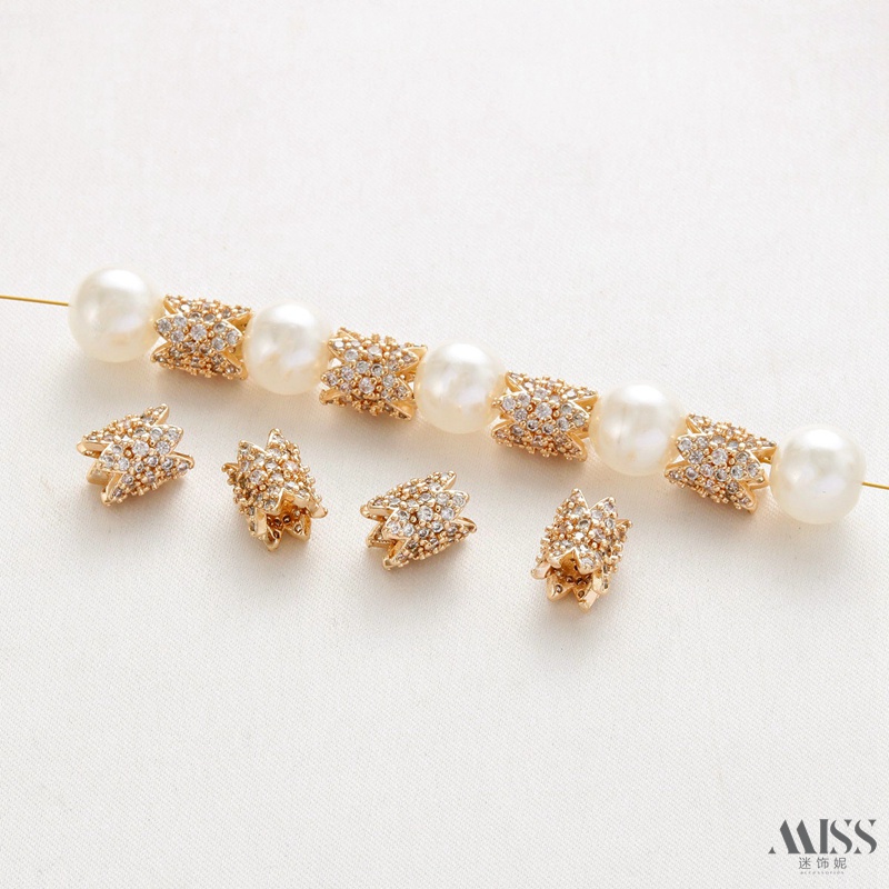 Hạt Xỏ Lỗ Lớn Mạ Vàng 14K Nhiều Màu Sắc Dùng Làm Trang Sức diy