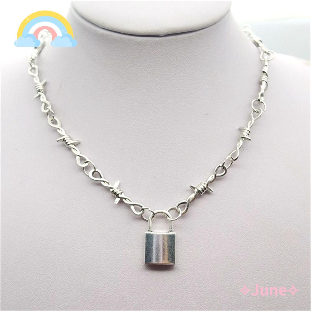 Vòng Cổ Choker Unisex Mặt Ổ Khóa Nhỏ Phong Cách Punk Hip Hop