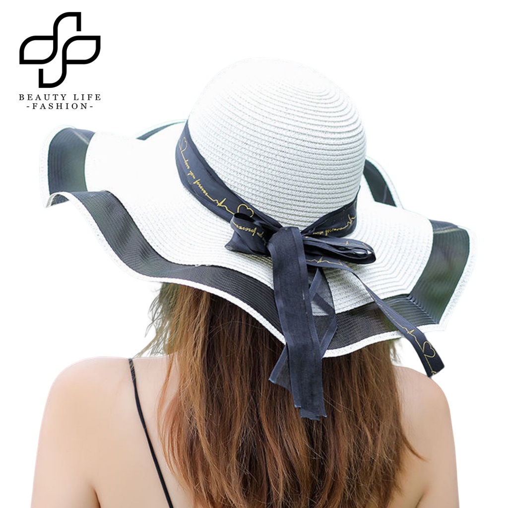 Nón Vành Chống Nắng Phối Nơ Màu Sắc Thời Trang Mùa Hè Phong Cách Hàn Quốc