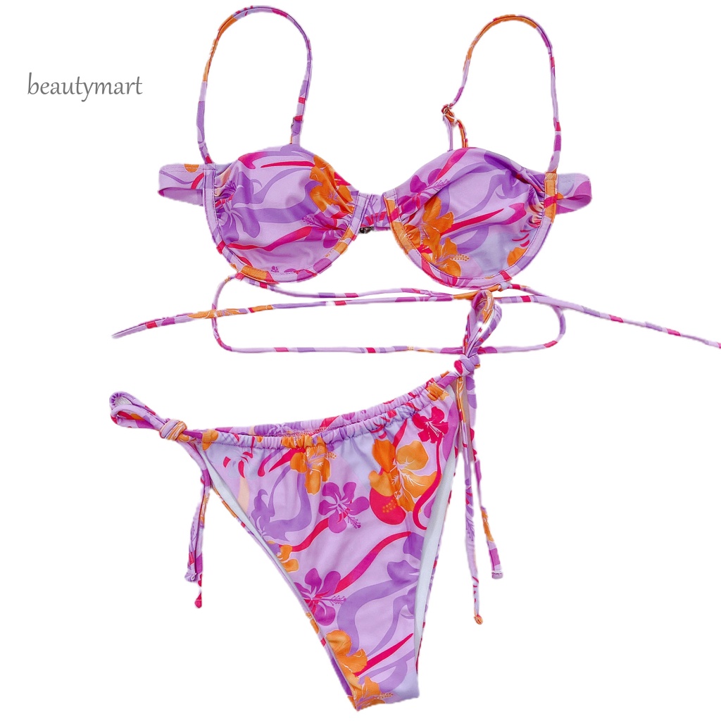 Bộ Đồ Bơi Hai Mảnh Buộc Dây Bằng Nilon Thời Trang Quyến Rũ Cho Nữ