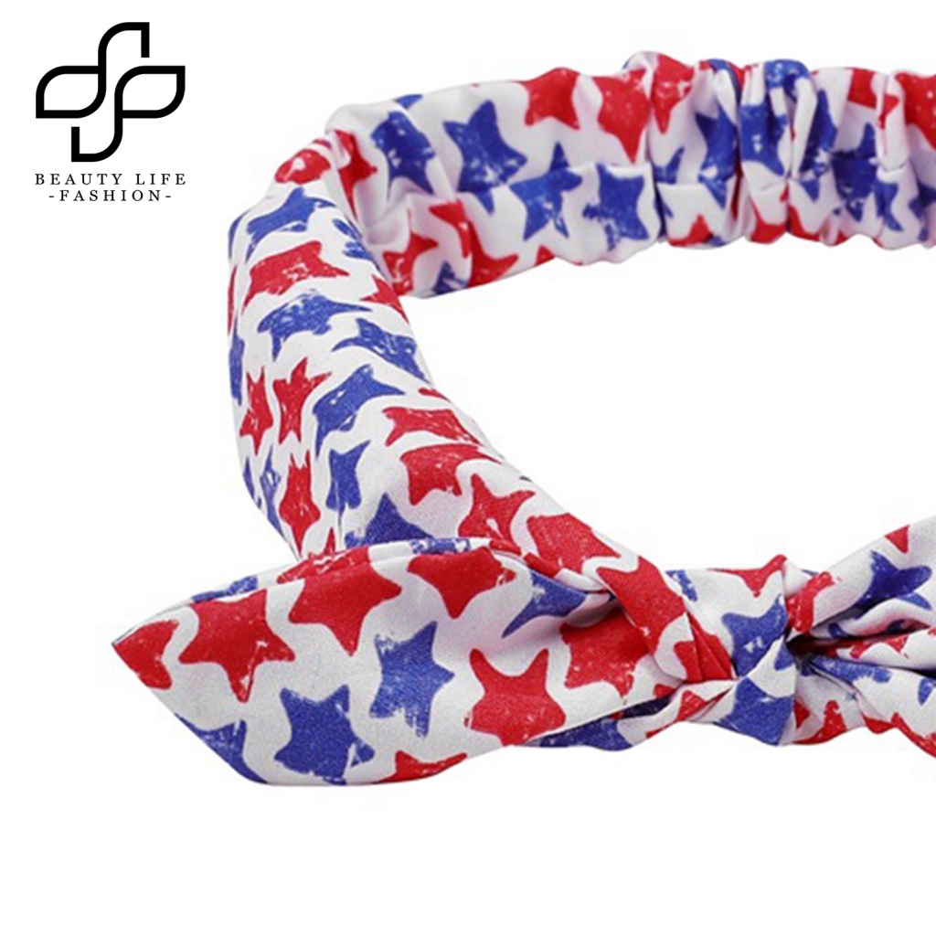 Beautylifefashion Băng Đô Vải Mềm Co Giãn Thấm Hút Mồ Hôi Thoáng Khí Thắt Nơ Trang Trí Ngày Độc Lập Cao Jog