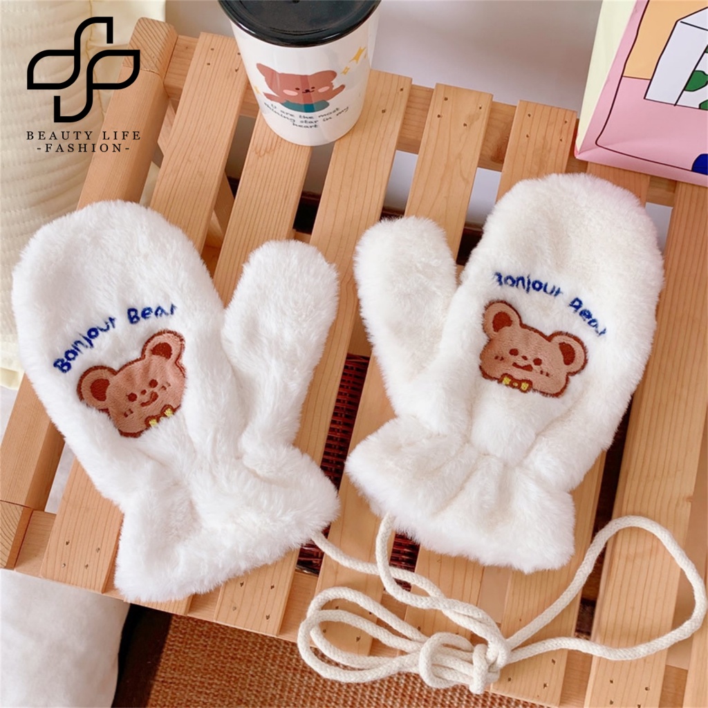 1 Đôi Găng Tay Vải Lông Giữ Ấm Thoải Mái Thời Trang Mùa Đông Cho Nữ