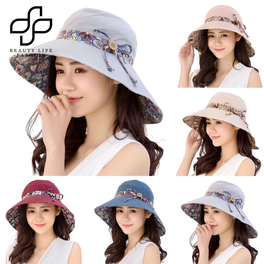 Nón Vành Rộng Hai Mặt Chống Tia Cực Tím Thoáng Khí Thời Trang Mùa Hè Cho Nữ