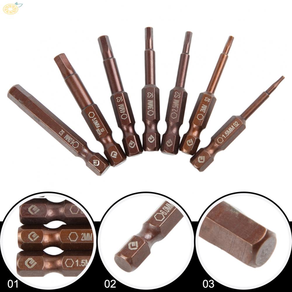 【VARSTR】Screwdriver Bits Hexagon Shank Magnetic 1/4 Inch 50mm Alloy Steel Brown H1.5-H6