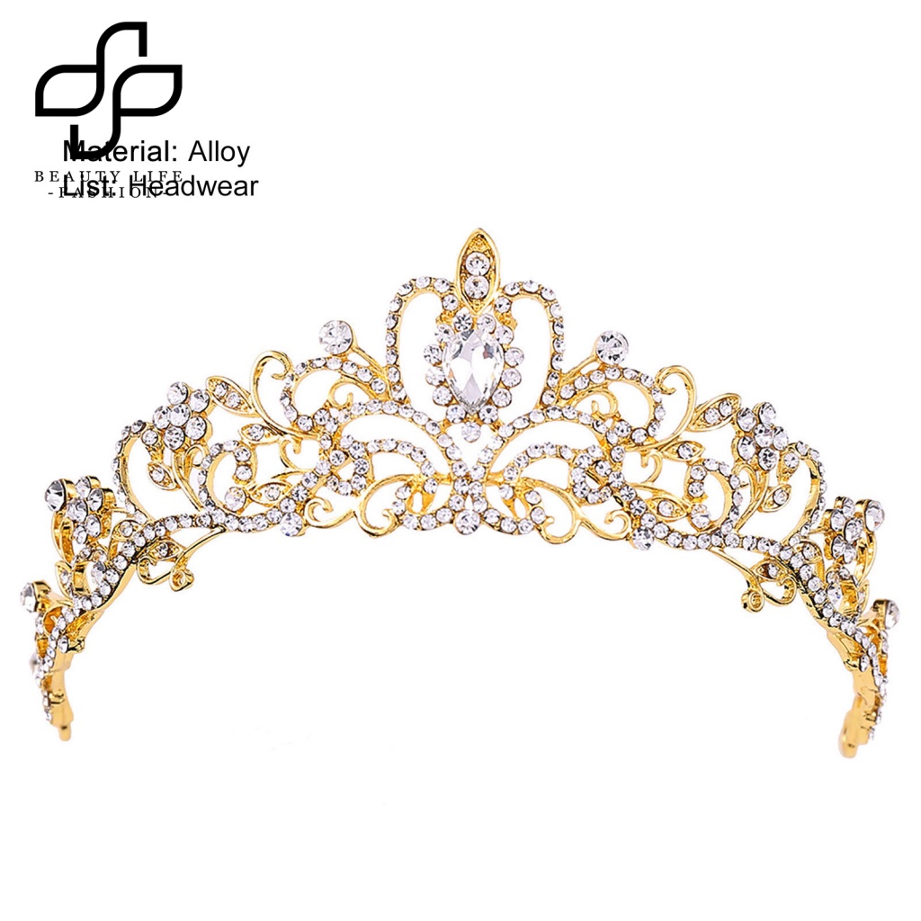 Cài Tóc Hình Vương Miện Đính Đá Thủ Công Cho Cô Dâu