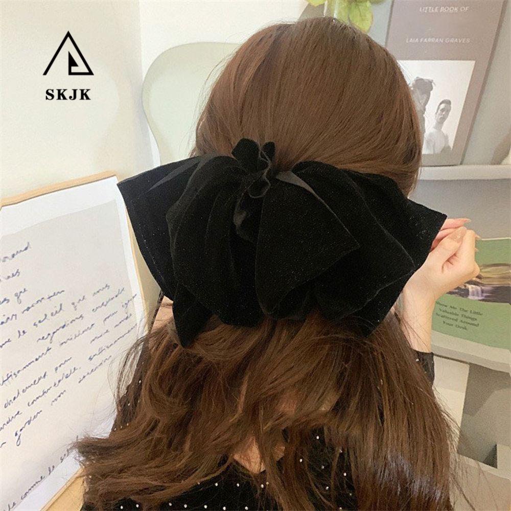 Kẹp Tóc Hình Nơ Bằng Nhung Màu Sắc Thanh Lịch Dành Cho Nữ