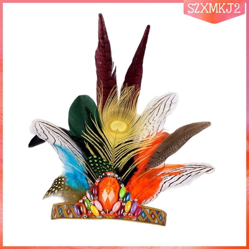 Băng Đô Cài Tóc Đính Lông Vũ Phong Cách Ấn Độ Dành Cho Nữ szxmkj2