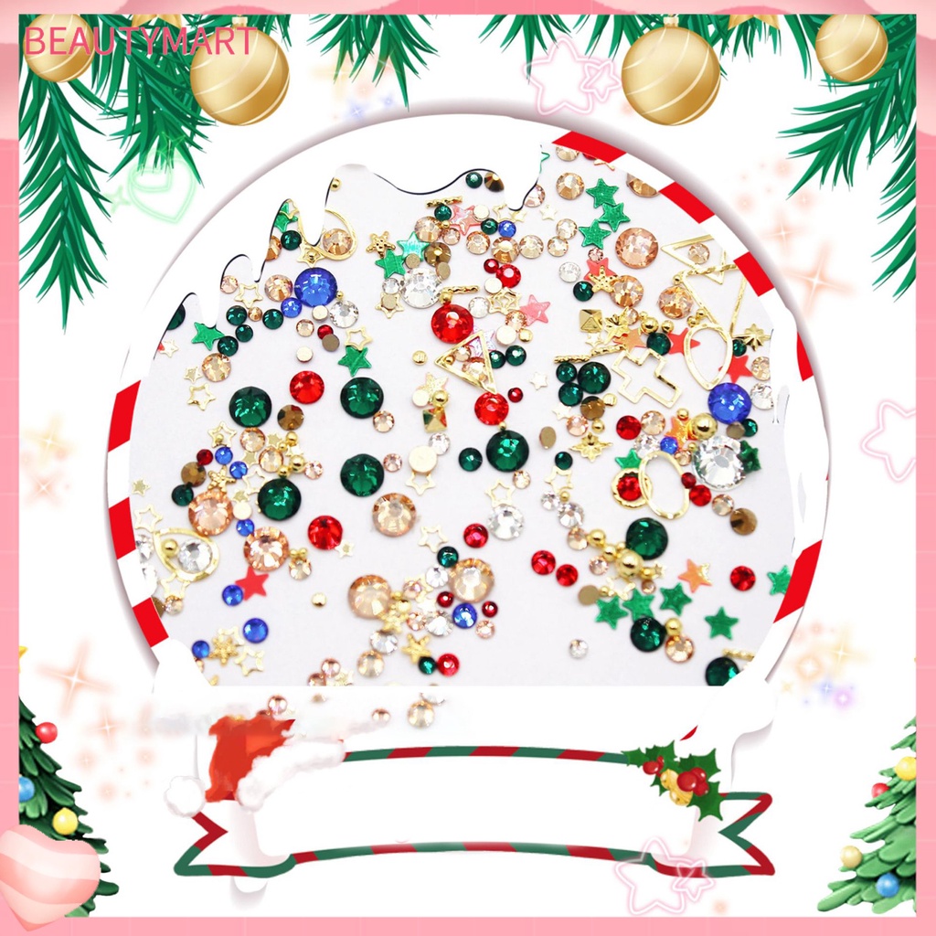 1 Túi Phụ Kiện Trang Trí Móng Nghệ Thuật Tạo Hiệu Ứng Nhiều Kích Cỡ Phong Cách Giáng Sinh