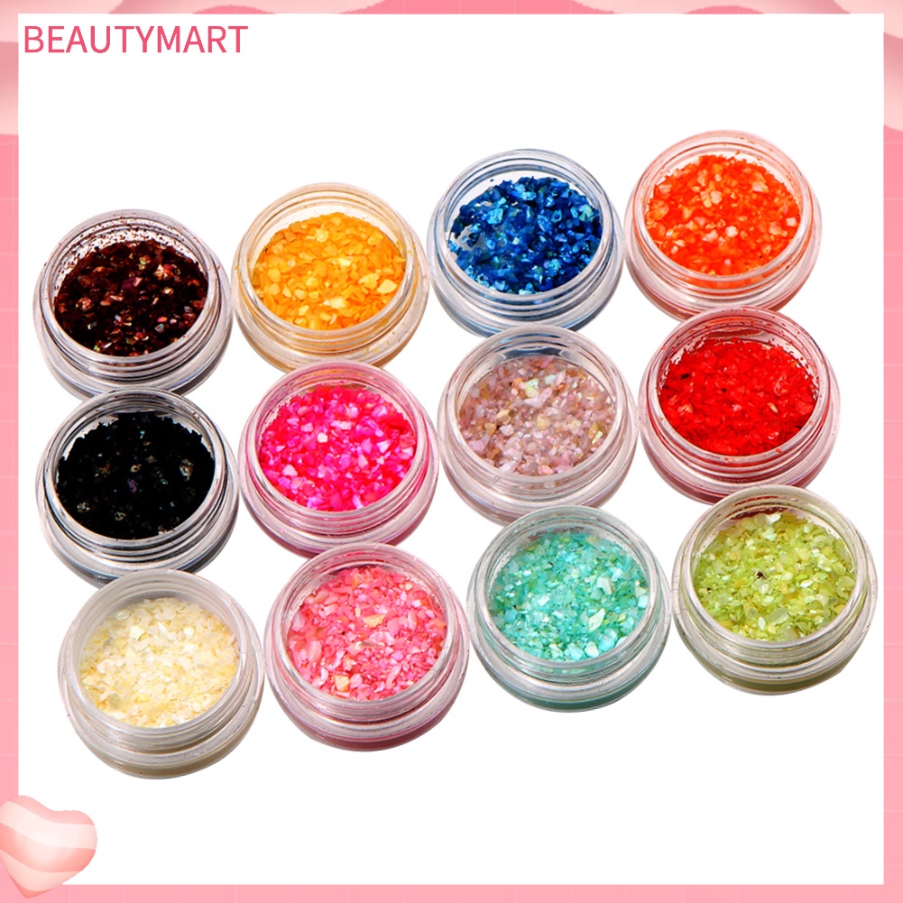 1 Bộ Vỏ Sò Lấp Lánh Trang Trí Móng Tay 12 Màu DIY