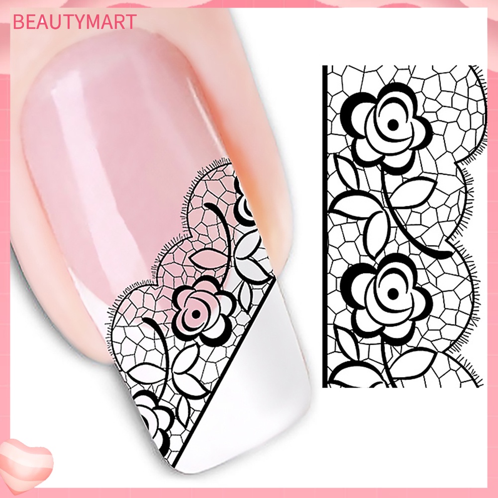 Miếng Dán Trang Trí Móng Tay Hình Hoa Hồng Đen Thời Trang