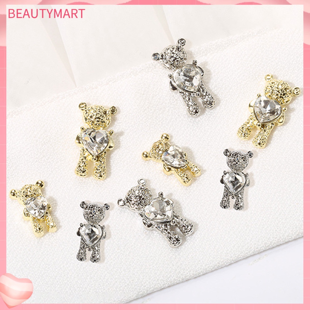 Túi 20 Phụ Kiện Trang Trí Móng Tay Hình Gấu 3D Bằng Hợp Kim Dễ Thương DIY