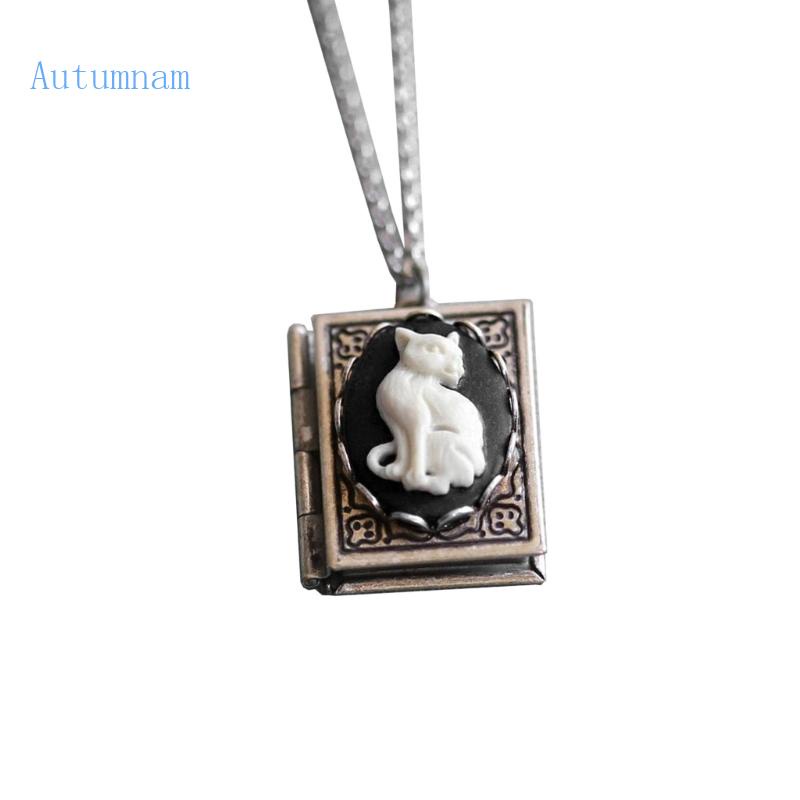 Dây Chuyền Mặt Hình Cuốn Sách Và Mèo Thu Hút Y2k