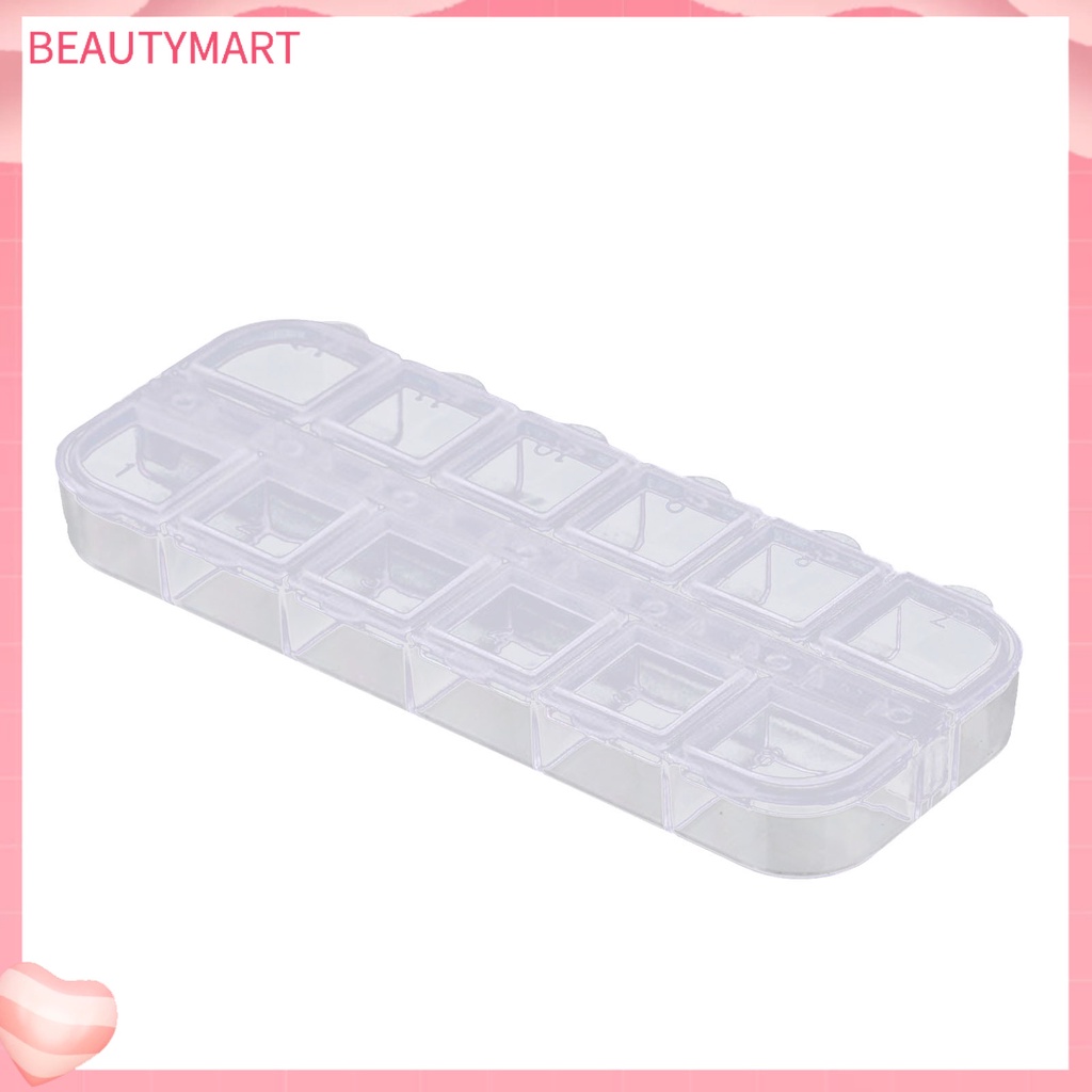 Hộp 12 Ngăn Trong Suốt Đựng Hạt Ngọc Trai / Đinh Tán Trang Trí Móng Tay Nghệ Thuật