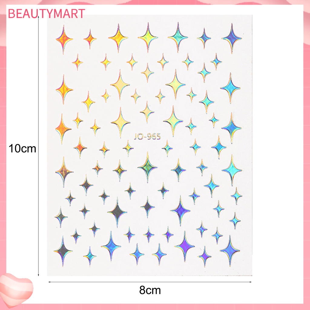 Miếng Dán Móng Tay Tự Dính Chống Nước Họa Tiết Hoa Bướm Trái Tim Xinh Xắn