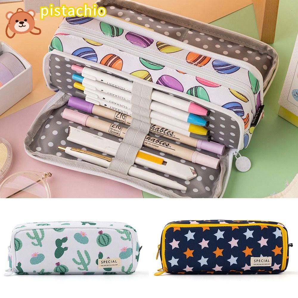 PISTA Túi Đựng Bút Cỡ Lớn Hai Lớp Đa Năng Tiện Dụng