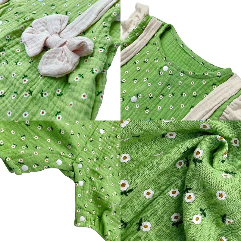 Bộ Áo Liền Quần Vải Cotton Thoáng Khí Thoải Mái Thời Trang Mùa Hè Cho Bé