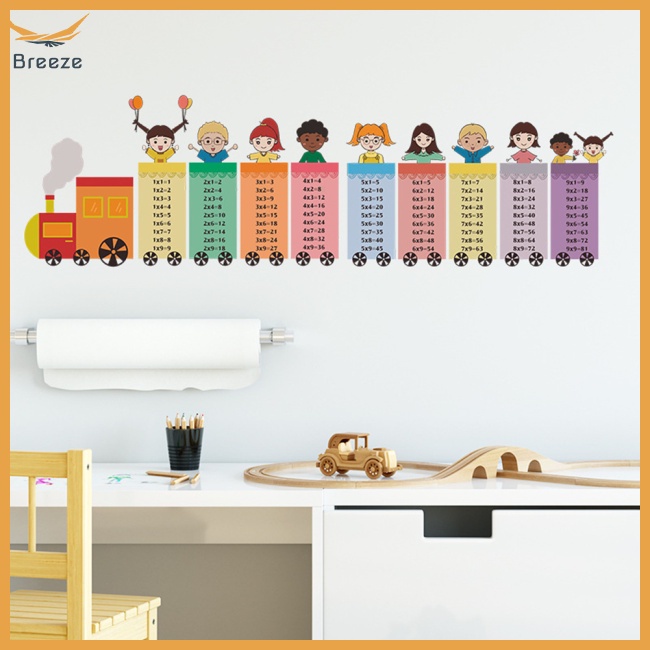 Bộ 2 Tấm Sticker Dán Tường Tự Dính Hình Tàu Lửa Hoạt Hình Trang Trí Phòng Trẻ Em