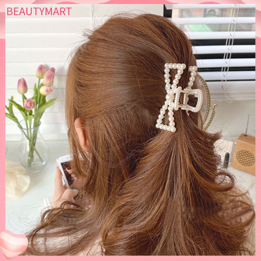 Kẹp Tóc Càng Cua Lớn Đính Ngọc Trai Giả Thanh Lịch Cho Nữ