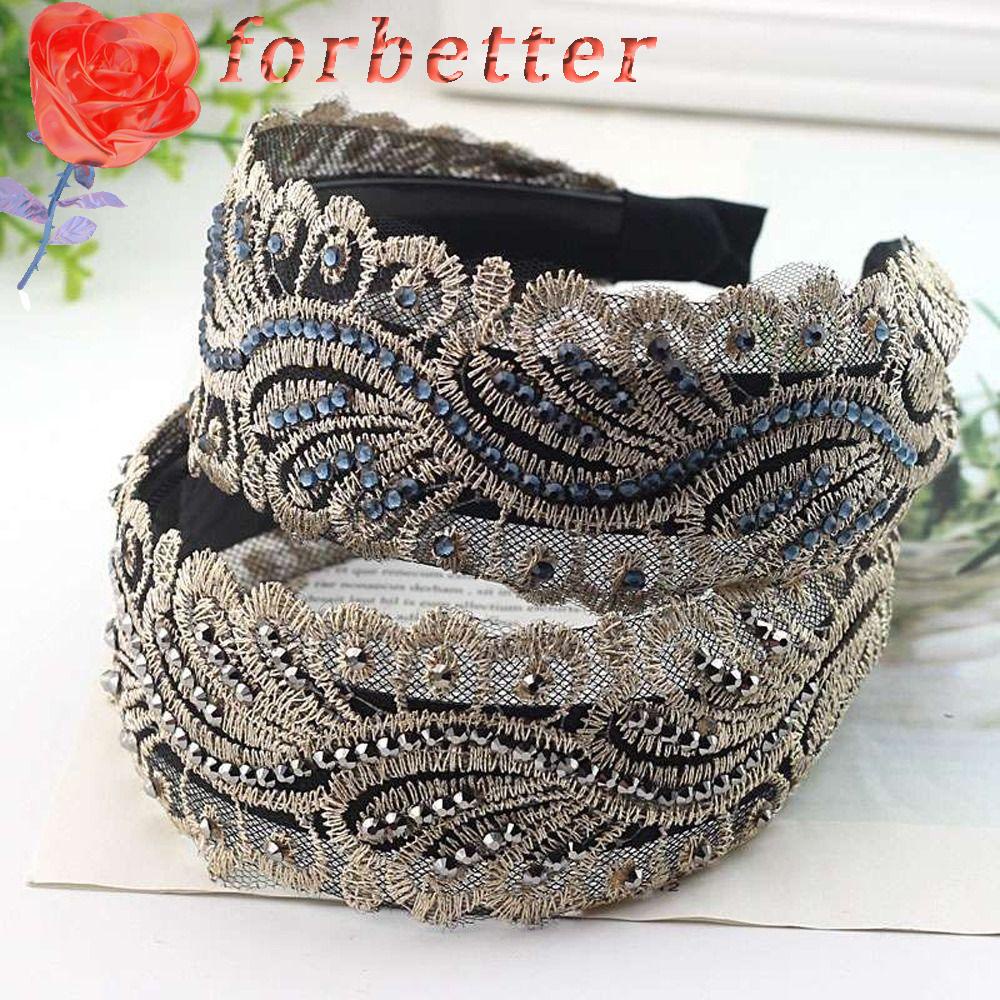 Băng Đô Cài Tóc Bản Rộng Phối Ren Hoa Phong Cách Cổ Điển Tinh Tế Thời Trang Cho Nữ