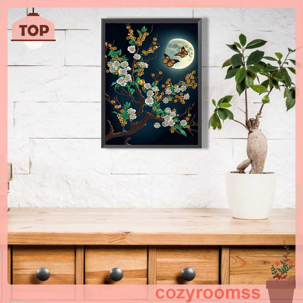 Tranh Đính Đá Hình Cánh Bướm 5D Nghệ Thuật Tự Làm Thủ Công Treo Trang Trí Nội Thất