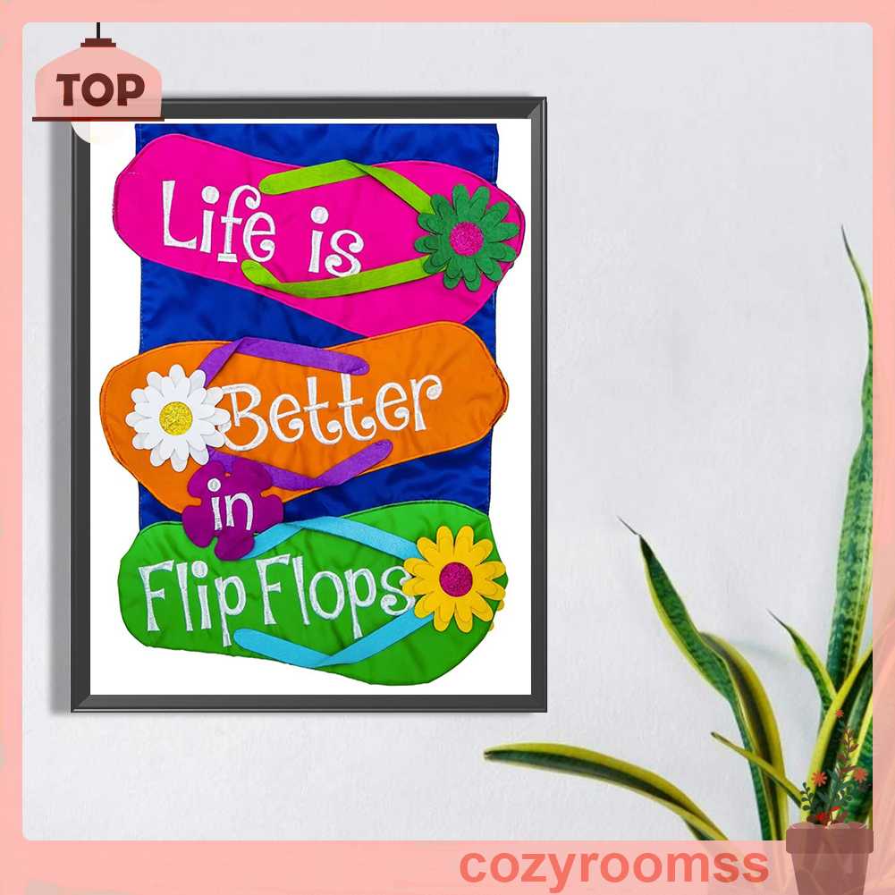 Tranh Đính Đá Kim Cương Toàn Bộ 5D DIY Hình Vẽ Hoa Lật-flops Trang Trí Nhà Cửa