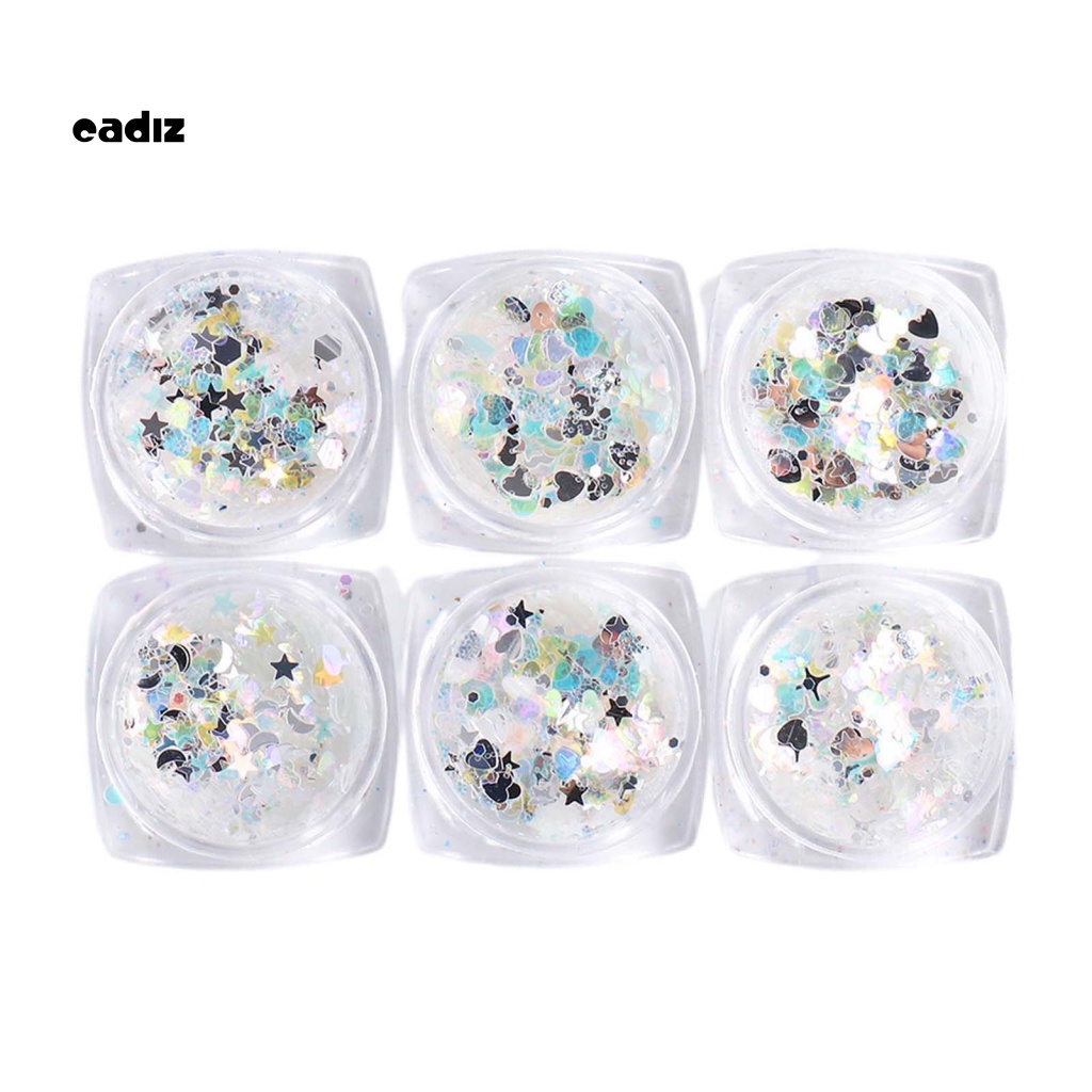 Set 6 Hộp Kim Tuyến ABS Màu Sắc Tươi Sáng Kháng Nhiệt Dùng Để Trang Trí Móng Nghệ Thuật