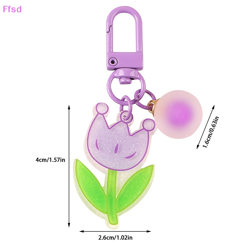 {Ffsd} Móc Khóa Hình Hoa Tulip Màu Kẹo Ngọt Ngào Phụ Kiện Túi Xách Nữ * Bán Chạy