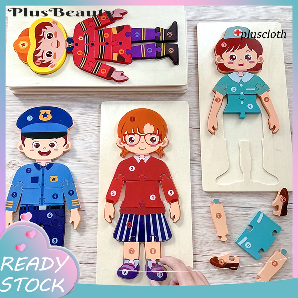 1 Bộ Đồ Chơi Lắp Ráp Bằng Gỗ Hoạt Hình 3D Nhiều Màu Dễ Thương Cho Bé Mẫu Giáo