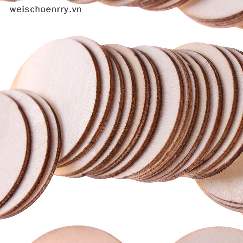 Set 50 Lát Gỗ Tròn Trơn Tự Nhiên DIY Chưa Hoàn Thiện