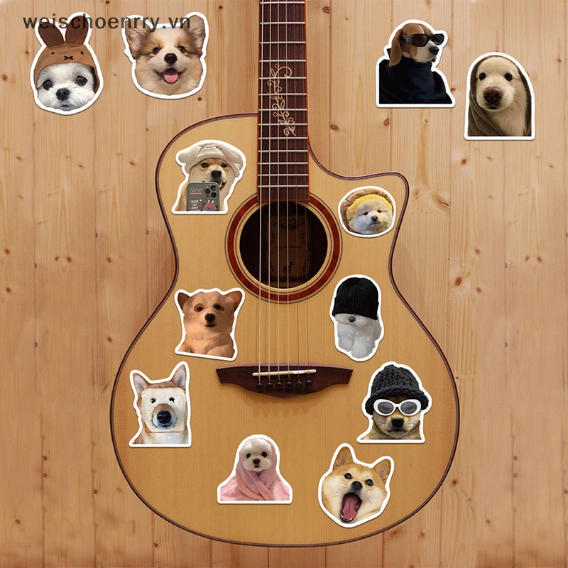 Bộ 50 Sticker Hình Chú Chó Emoji Dễ Thương Dùng Trang Trí Laptop Notebook