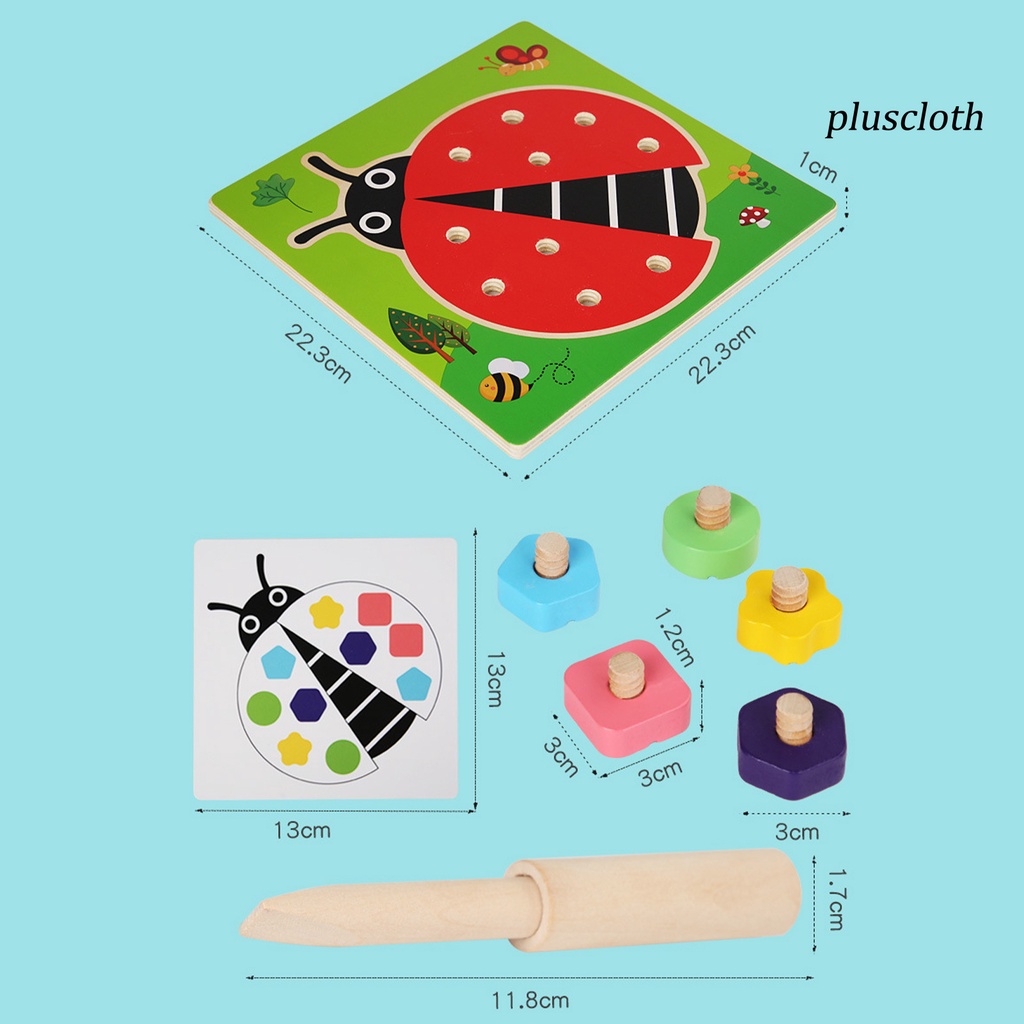 1 Cặp Đai Ốc Giải Trí Viền Mịn Kèm Đĩa Lót Bằng Gỗ Dành Cho Trẻ Em