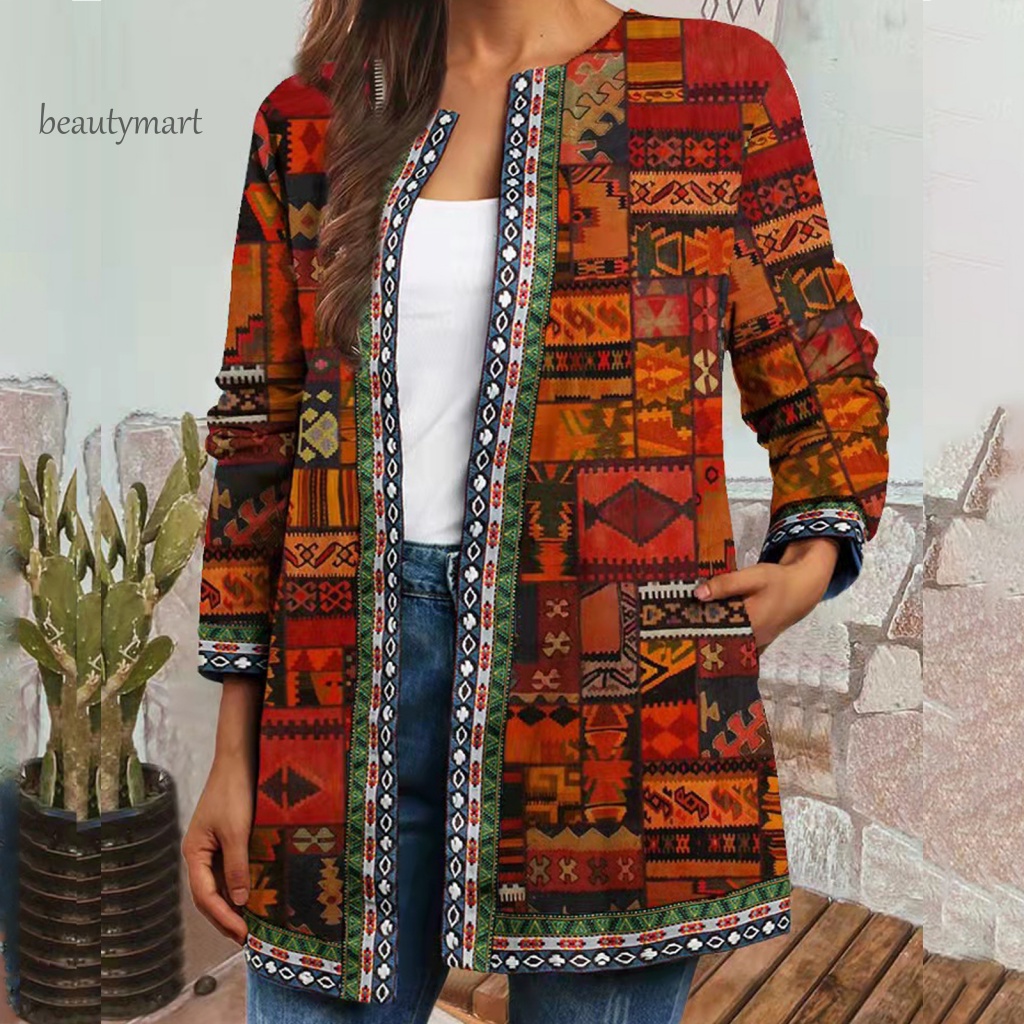 Áo Khoác Cardigan Cổ Tròn Dáng Rộng In Họa Tiết Bướm Xinh Xắn Thời Trang Thu Đông Cho Nữ beautymartm1