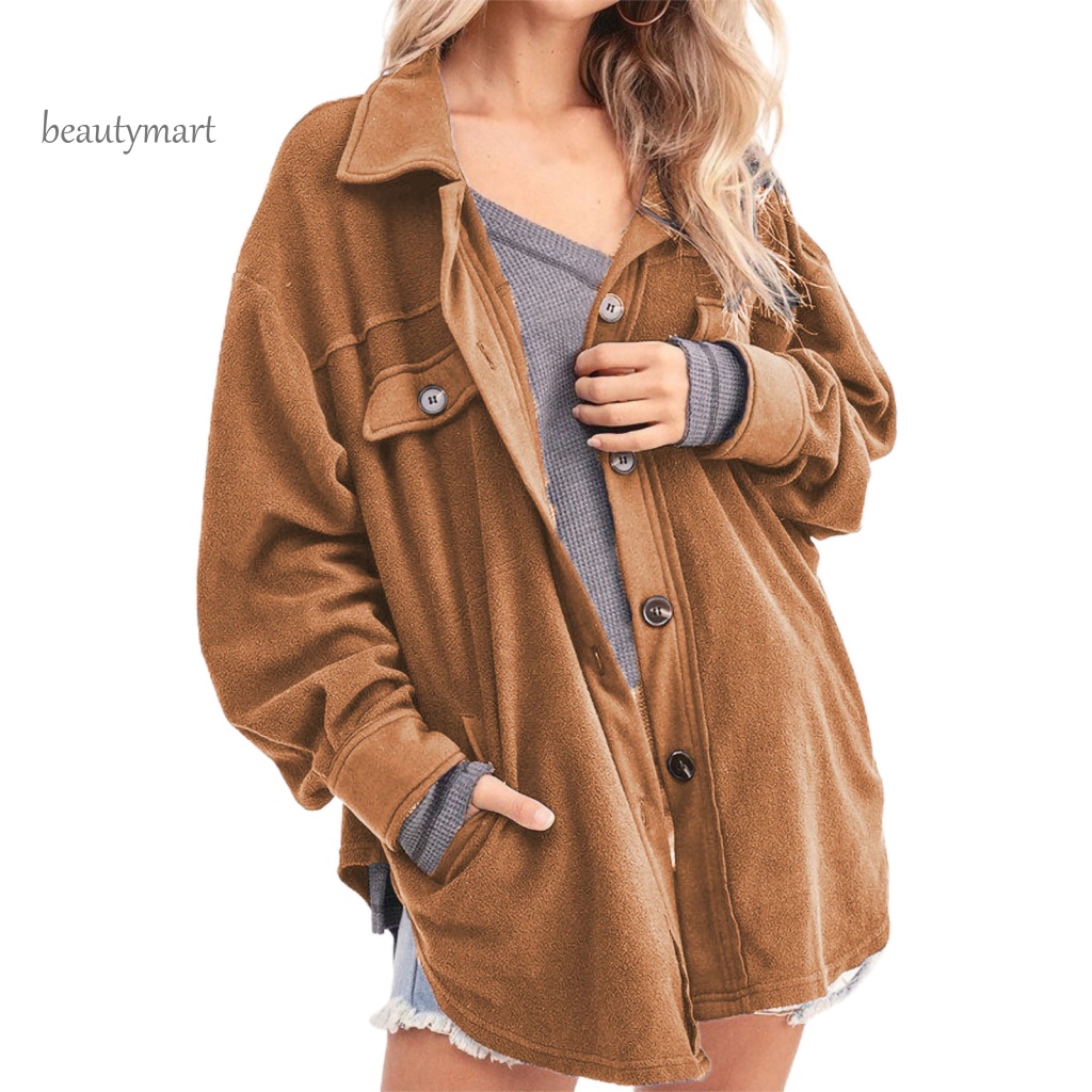 Áo Khoác Cổ Bẻ Màu Trơn Thời Trang Mùa Thu Cho Nữ beautymartm1