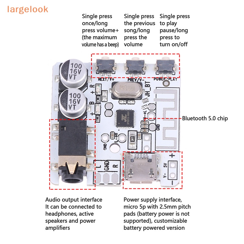 Mô Đun Nhận Tín Hiệu Bluetooth 5.0 Mini VHM-314 Kèm Điều Khiển MP3