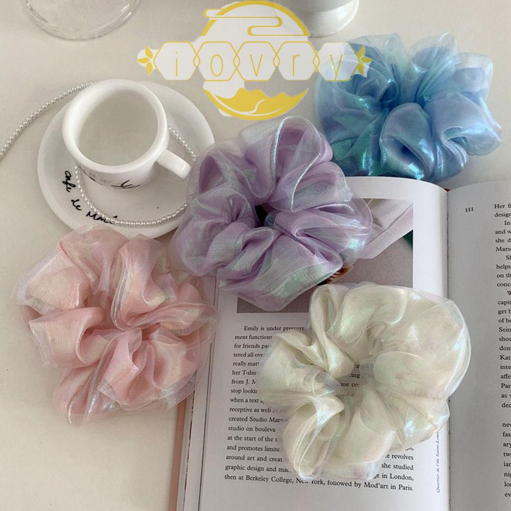 Dây Buộc Tóc Vải Lưới Màu Ngà Cỡ Lớn Phong Cách Hàn Quốc Dễ Thương