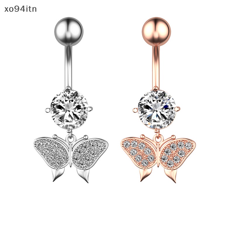 Khuyên RốN HìNh BướM ĐíNh Đá BằNg ThéP Không Gỉ