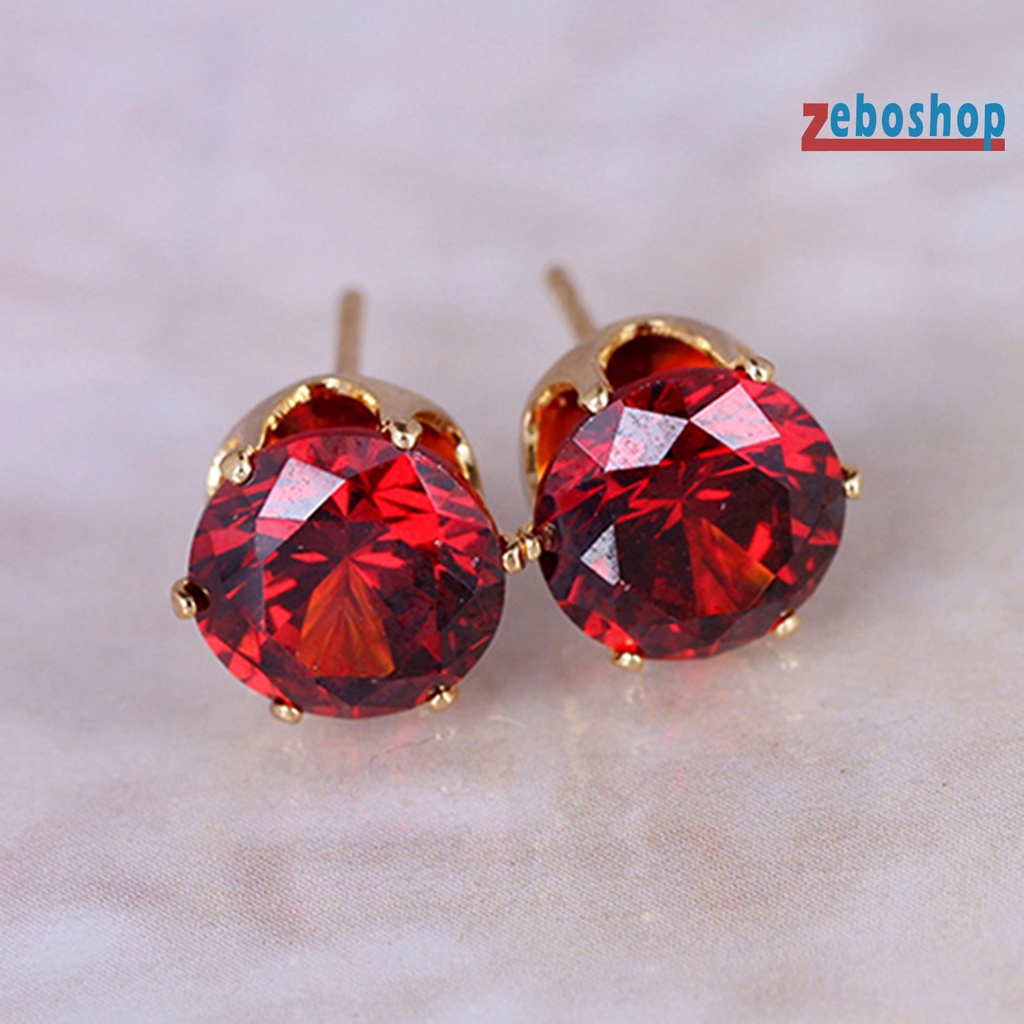 Bông Tai Đính Đá Zircon Hình Tròn Thanh Lịch Dễ Phối Đồ