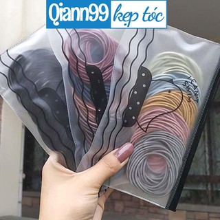 Set 100 dây chun buộc tóc trơn dựng túi zip mix màu