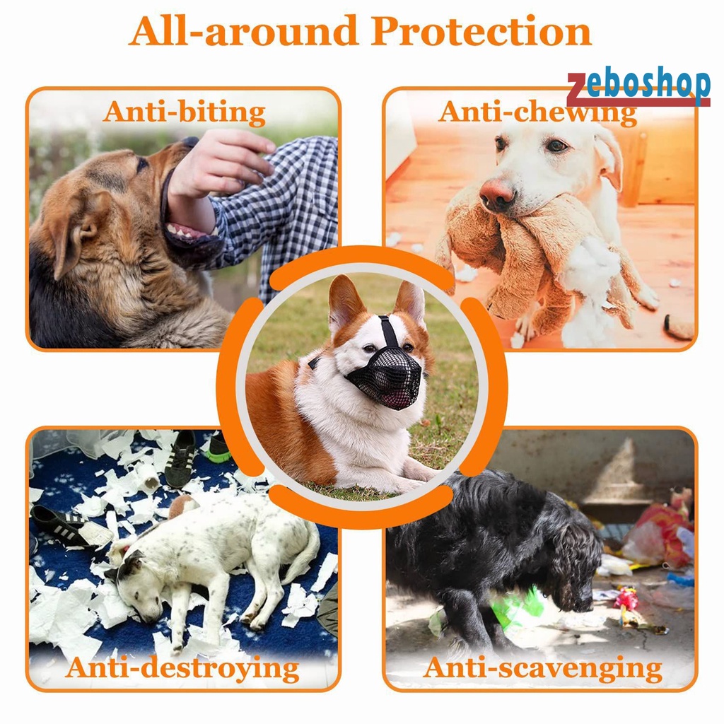 Vỏ Bọc Rọ Mõm Thú Cưng Dạng Lưới Co Giãn Có Thể Điều Chỉnh Bảo Vệ Khuôn Mặt