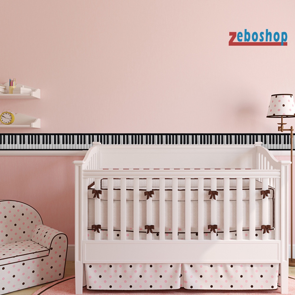 Đề Can 3D 200cm Màu Trắng Đen Hình Phím Đàn Piano Dán Tường Trang Trí